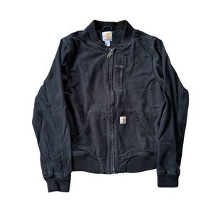 Carhartt Crawford Bomber Jacket Womens S 4/6 Black Full Zip Workwear 102524-001